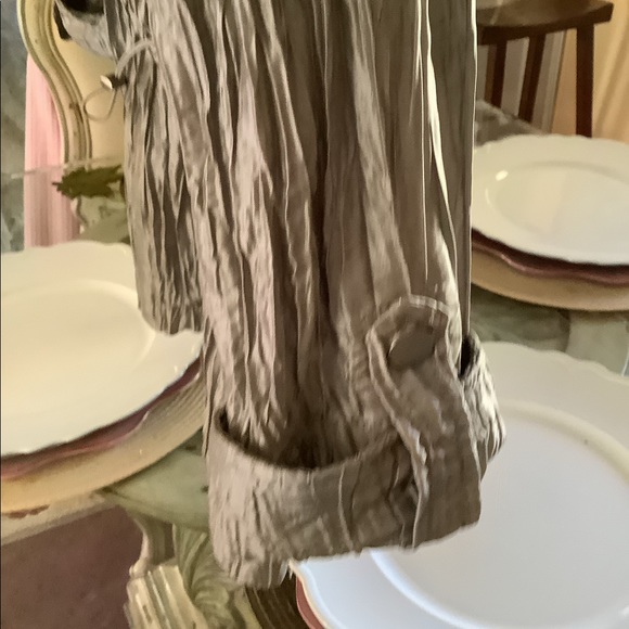 Ruby  Road jacket silver gray crinkle material size 12 big collar zipper… - Picture 10 of 13